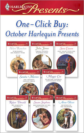 Title details for October Harlequin Presents: Purchased: His Perfect Wife\Greek Tycoon, Waitress Wife\One Night with His Virgin Mistress\The Sheikh's Defiant Bride\Secretary Mistress, Convenient Wife\His Majesty's Mistress by Helen Bianchin - Available